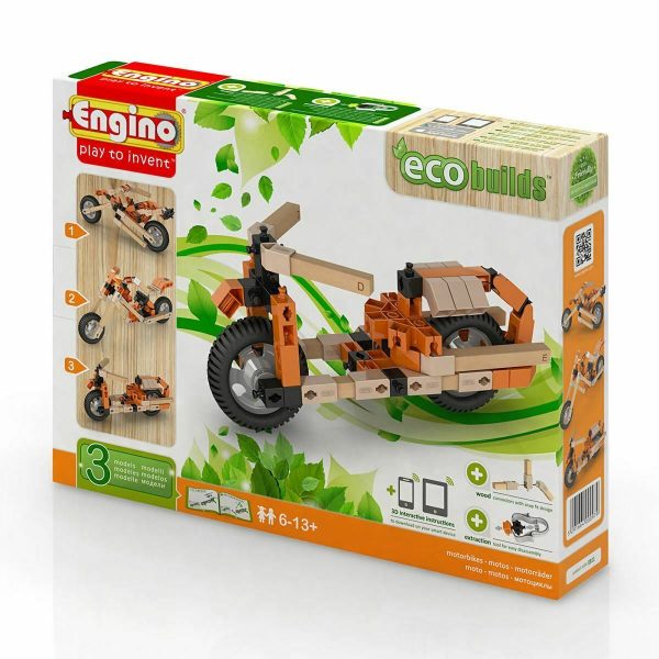 Engino Eco Builds 3 Model MOTORBIKES Building Creative Activity Wooden Toy STEM on Sale